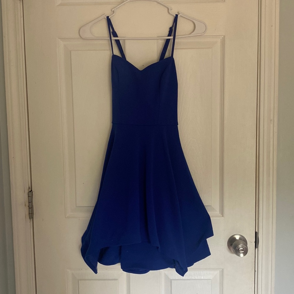 Sequins Heart royal blue dress